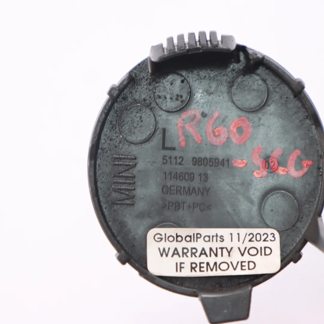 Parachoques trasero remolque Ojo Gancho Cubierta Izquierda Plata B12 para Mini R60 con número de pieza 9806649 Mini R60 Parachoques trasero remolque Ojo Gancho Cubierta Izquierda Plata B12 - SKU 9806649-CRS - Número de pieza 9806649