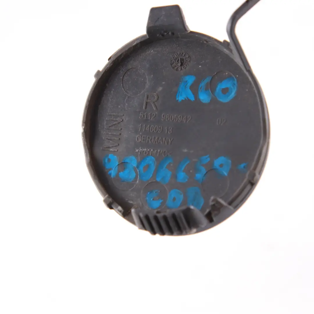 Mini R60 Rear Bumper Cover Flap Towing Eye Right O/S Cosmic Blue Metallic B13 - SKU 9806650-COB - Part number 9806650