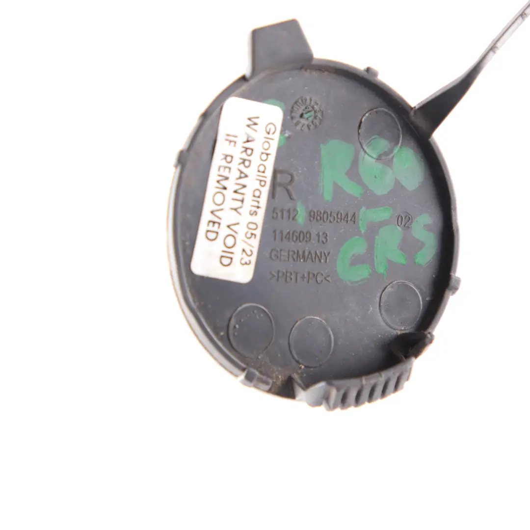 Mini R60 Tapa aleta enganche remolque parachoques trasero derecho cristalina - SKU 9806652-CRS - Número de pieza 9806652