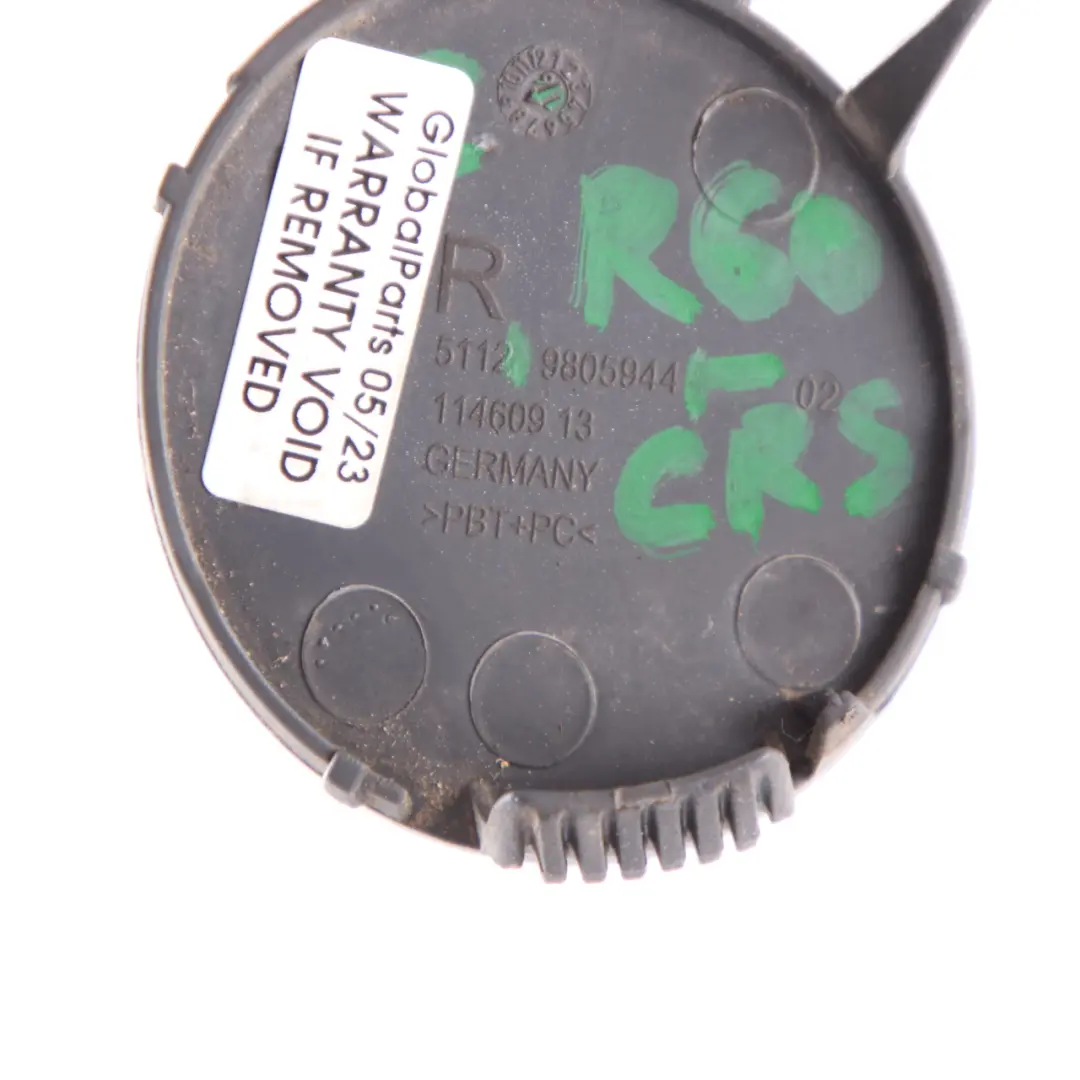 Mini R60 Tapa aleta enganche remolque parachoques trasero derecho cristalina - SKU 9806652-CRS - Número de pieza 9806652