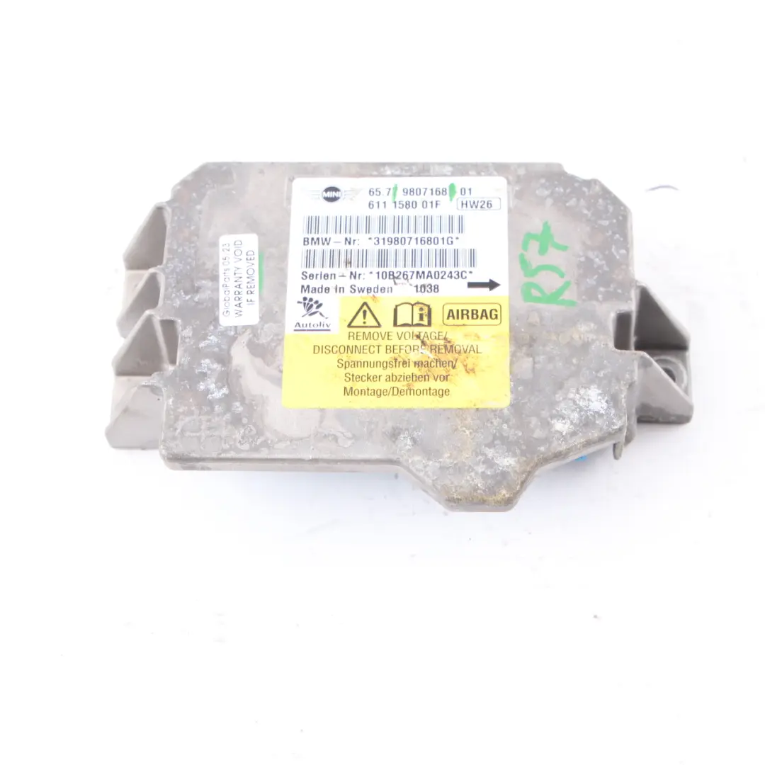  Luft Modul Sensor Mini R57 Cabrio Cabrio Crash Steuer Gerät ECU - SKU 9807168 - Teilenummer 9807168