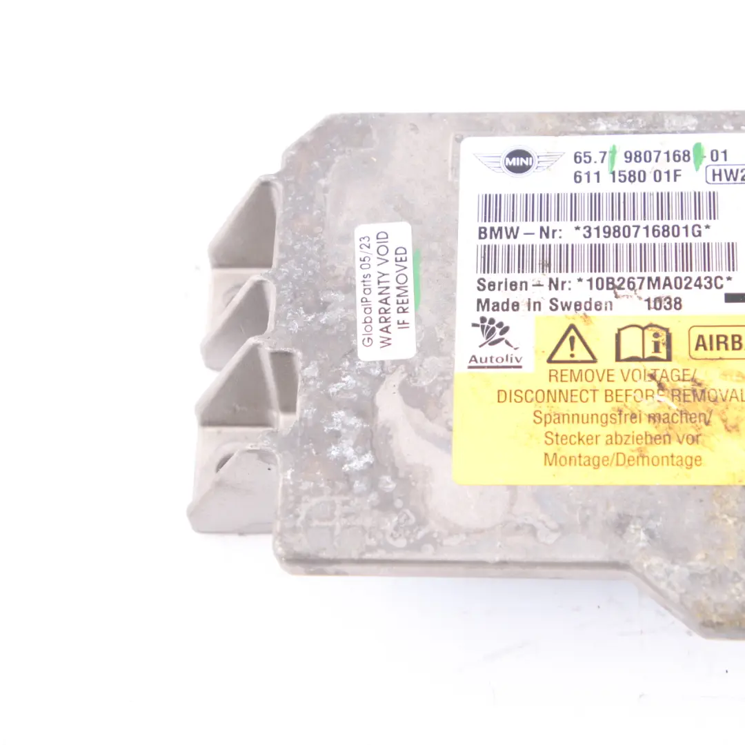  Luft Modul Sensor Mini R57 Cabrio Cabrio Crash Steuer Gerät ECU - SKU 9807168 - Teilenummer 9807168