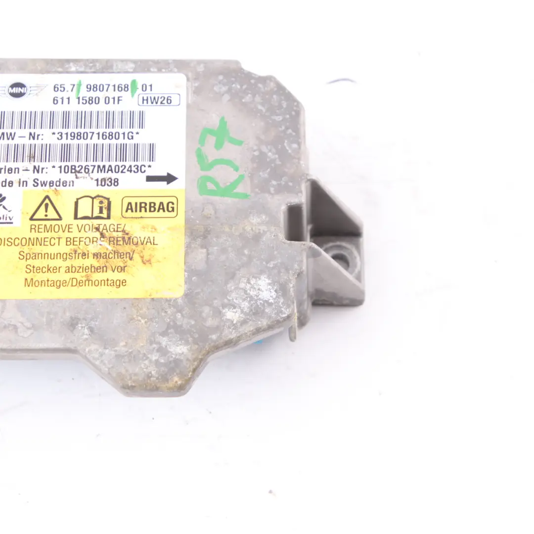 Module Sensor Mini R57 Cabrio Convertible Crash Control Unit ECU to Air with Part number 9807168 Air Module Sensor Mini R57 Cabrio Convertible Crash Control Unit ECU - SKU 9807168 - Part number 9807168