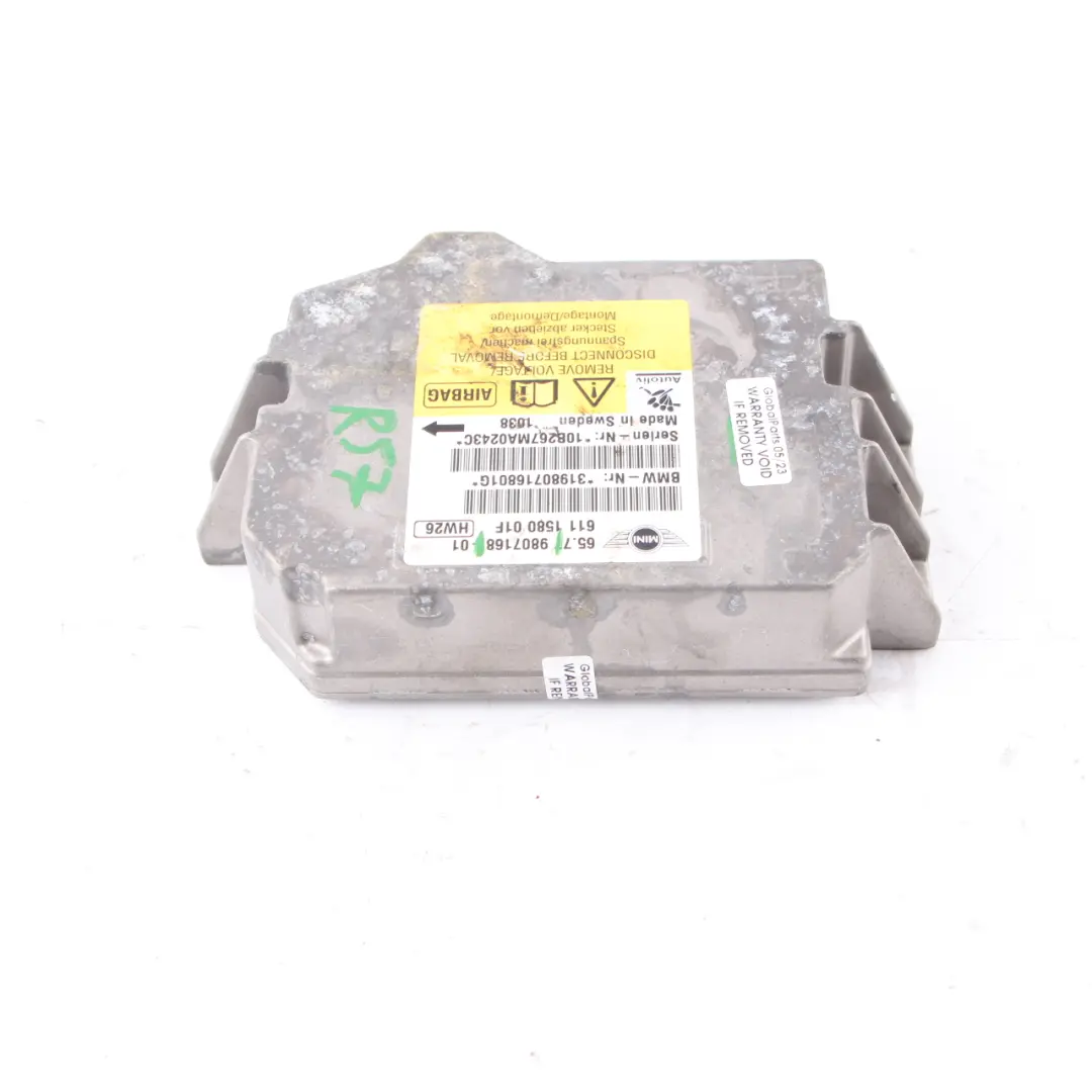Module Sensor Mini R57 Cabrio Convertible Crash Control Unit ECU to Air with Part number 9807168 Air Module Sensor Mini R57 Cabrio Convertible Crash Control Unit ECU - SKU 9807168 - Part number 9807168