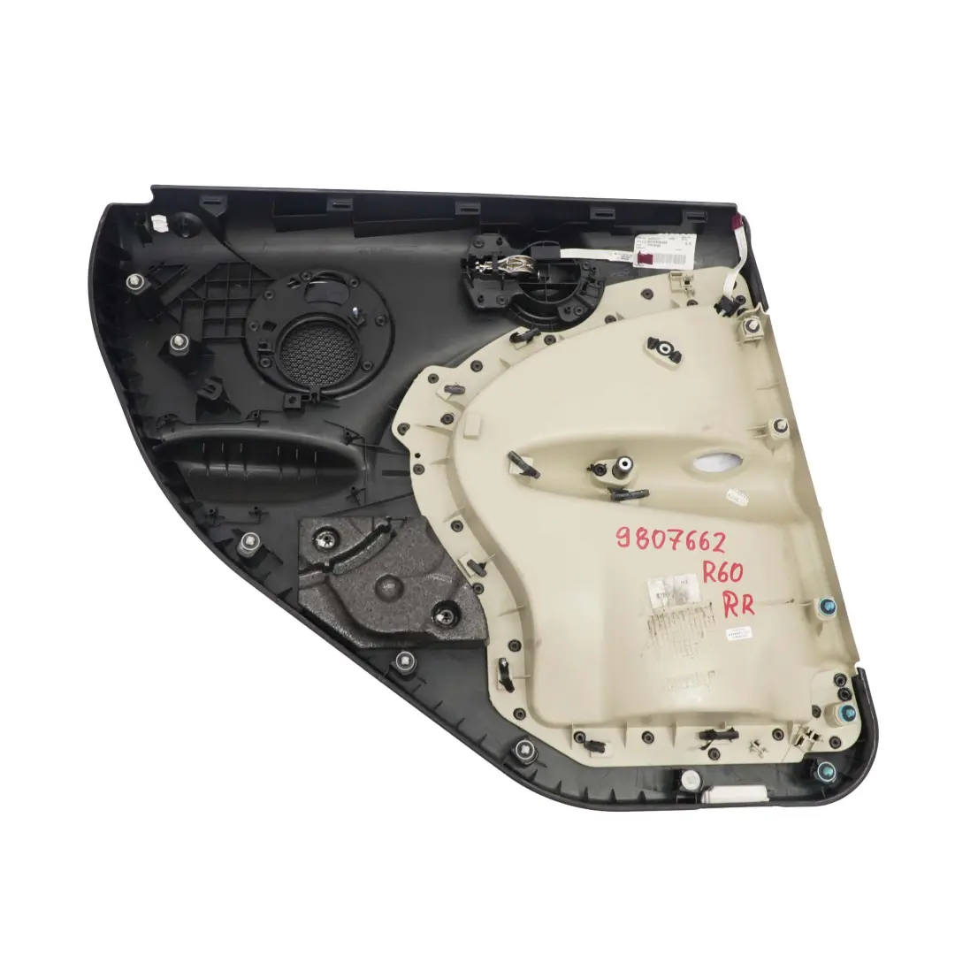 Panneau de garniture de porte arriere droite Noir Beige pour Mini Countryman R60 à propos du numéro de pièce 9807662 Mini Countryman R60 Panneau de garniture de porte arriere droite Noir Beige - SKU 9807662 - Numéro de pièce 9807662