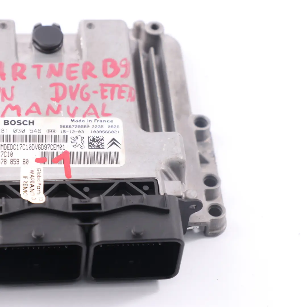  Calculateur Moteur Peugeot Partner B9 Module ECU 9HN 1.6 Diesel - SKU 9807885980-1 - Numéro de pièce 9807885980