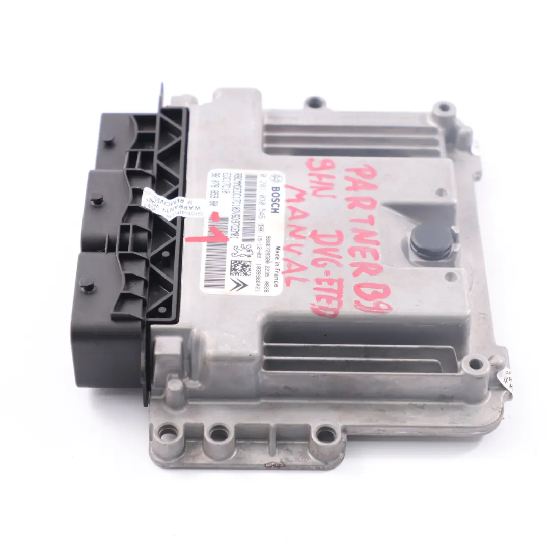  Centralina Motore Peugeot Partner B9 Modulo ECU 9HN 1.6 Diesel - SKU 9807885980-1 - Numero di parte 9807885980