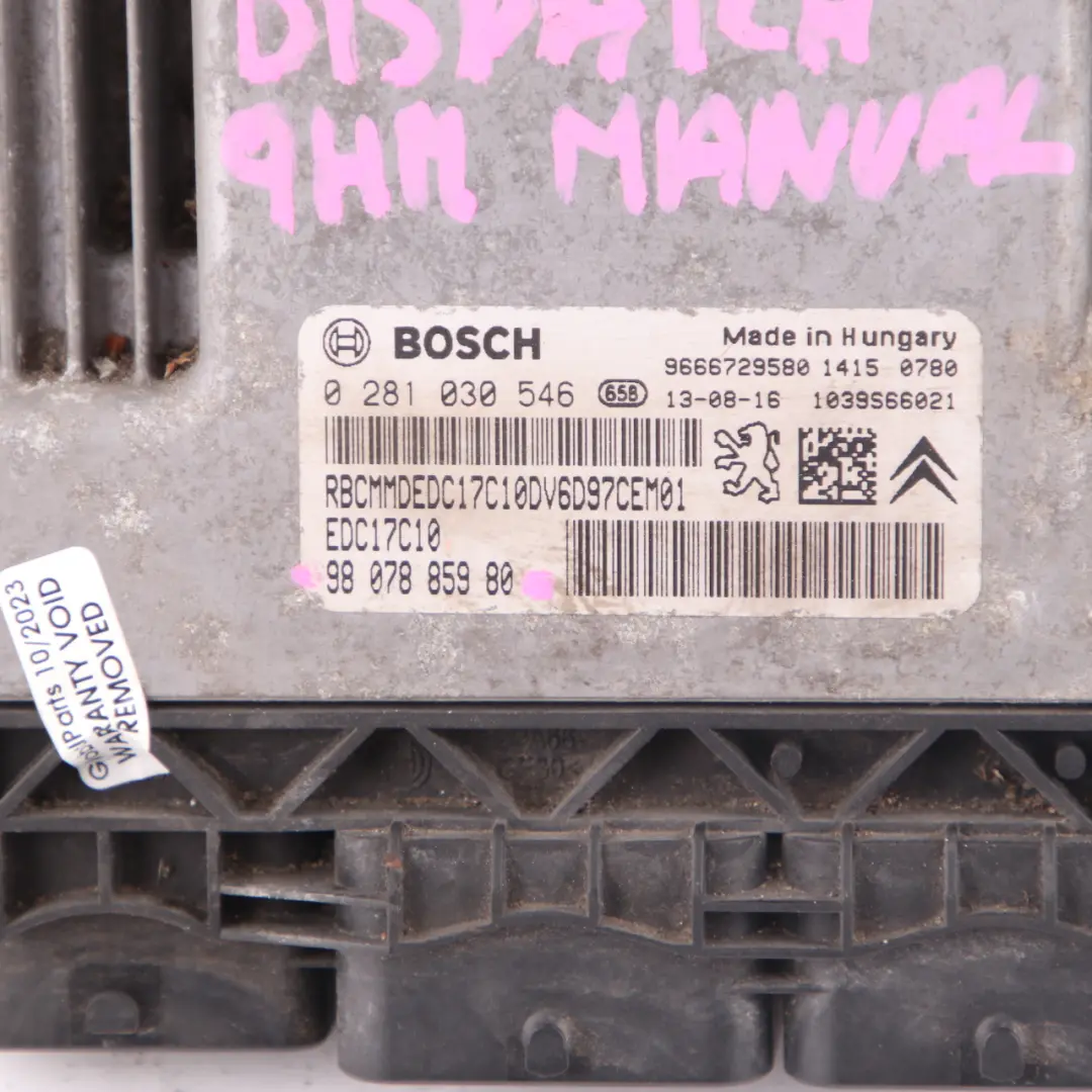 Citroen Dispatch Jumpy III 9HM DV6UC 1.6 Diesel Módulo Motor ECU para con número de pieza 9807885980 Citroen Dispatch Jumpy III 9HM DV6UC 1.6 Diesel Módulo Motor ECU - SKU 9807885980 - Número de pieza 9807885980