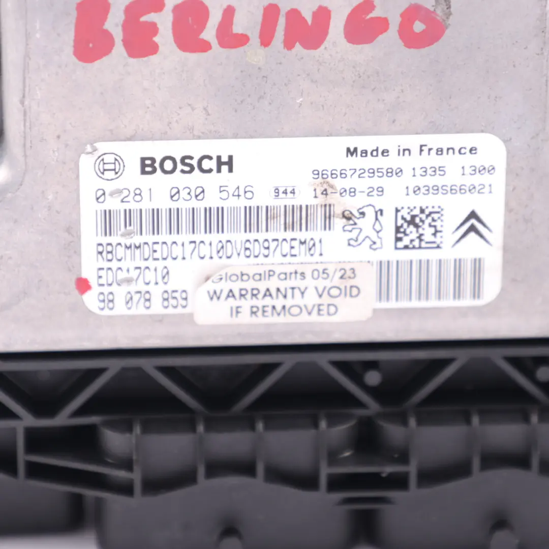  Citroen Berlingo 1.6 HDI 9H06 Engine Control Unit ECU EDC Manual - SKU 98078859 - Part number 98078859