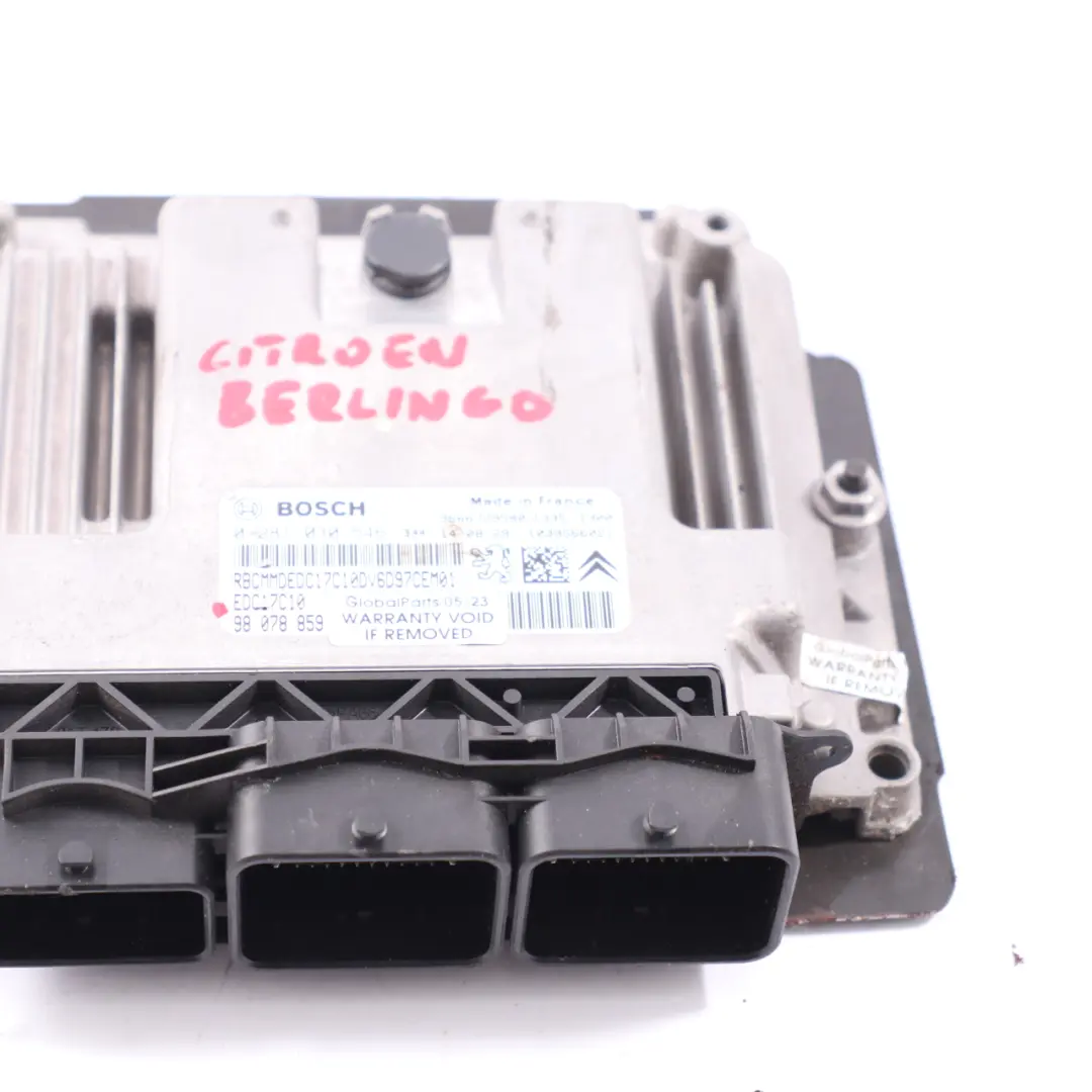 Citroen Berlingo 1.6 HDI 9H06 Unité de contrôle moteur ECU EDC Manuel pour à propos du numéro de pièce 98078859 Citroen Berlingo 1.6 HDI 9H06 Unité de contrôle moteur ECU EDC Manuel - SKU 98078859 - Numéro de pièce 98078859