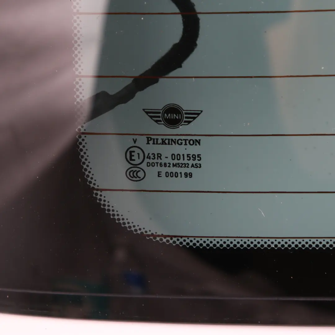 Ventana Trasera Puerta Maletero Tapa Cristal AS3 Tintado para Mini Countryman R60 con número de pieza 9807921 Mini Countryman R60 Ventana Trasera Puerta Maletero Tapa Cristal AS3 Tintado - SKU 9807922 - Número de pieza 9807921