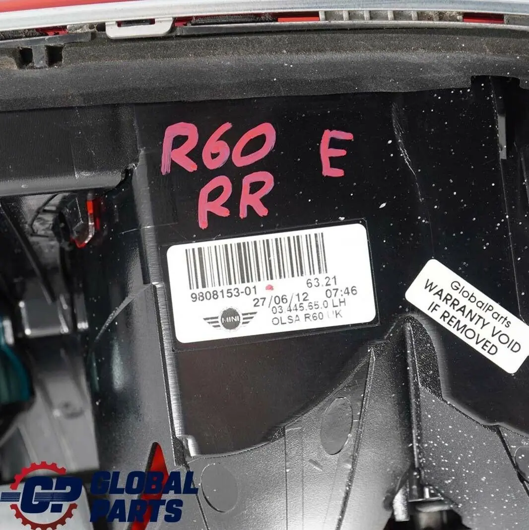Left N/S Side Tail Lamp Light Taillight to Mini Countryman R60 Rear with Part number 9808153 Mini Countryman R60 Rear Left N/S Side Tail Lamp Light Taillight - SKU rhd-9808153 - Part number 9808153