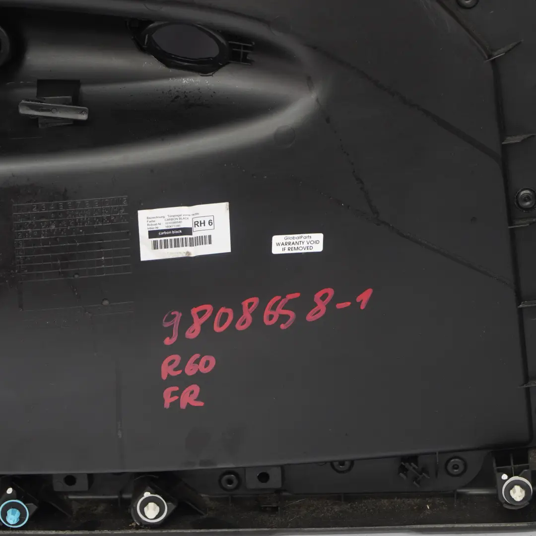 Anteriore Destro O/S Scheda Porta Trim Panel Nero Carbonio per Mini Countryman R60 con numero di parte 9808658 Mini Countryman R60 Anteriore Destro O/S Scheda Porta Trim Panel Nero Carbonio - SKU 9808658-1 - Numero di parte 9808658