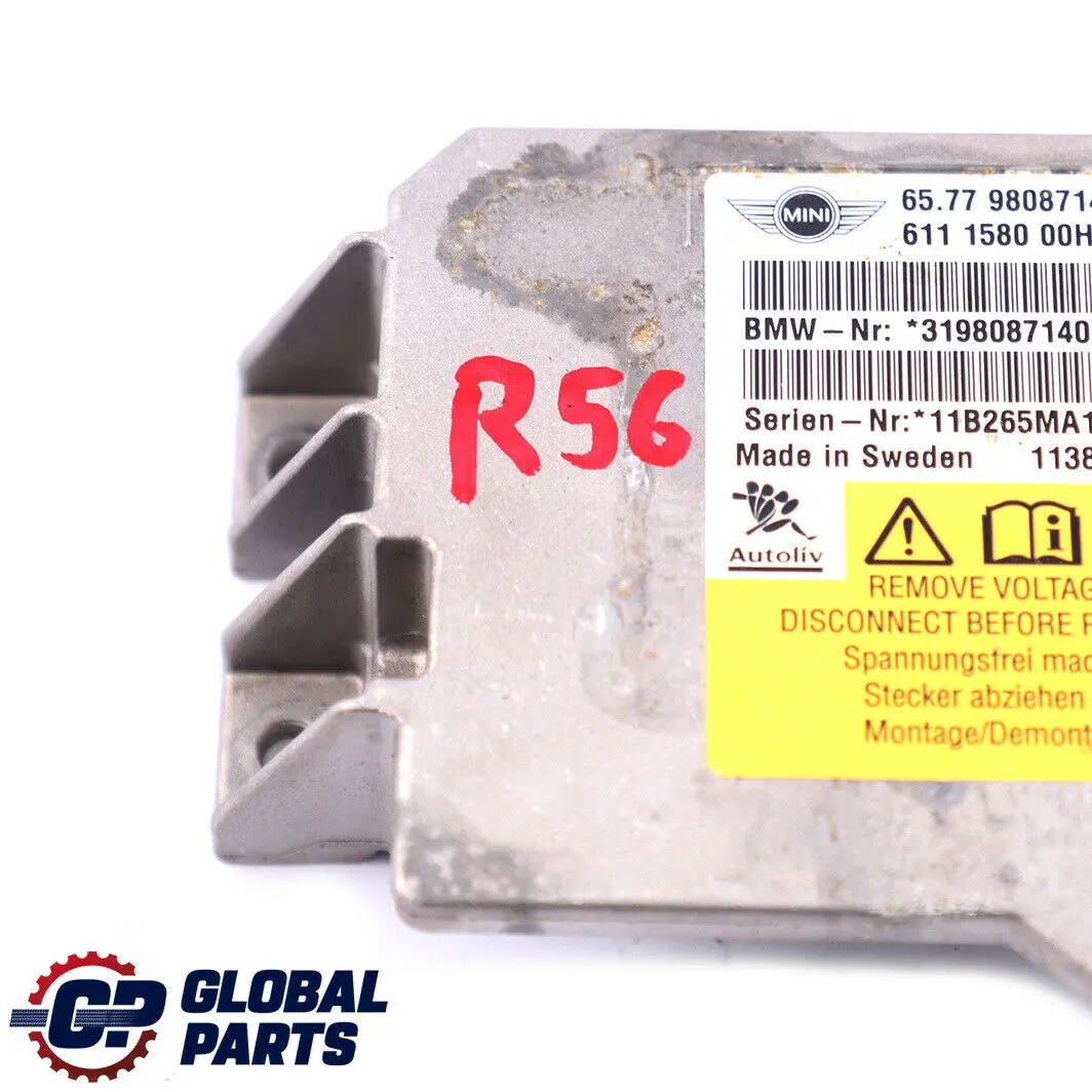 Airbag ECU Control Module Unit to Mini Cooper One R56 R55 R58 R60 with Part number 9808714 Mini Cooper One R56 R55 R58 R60 Airbag ECU Control Module Unit - SKU 9808714 - Part number 9808714