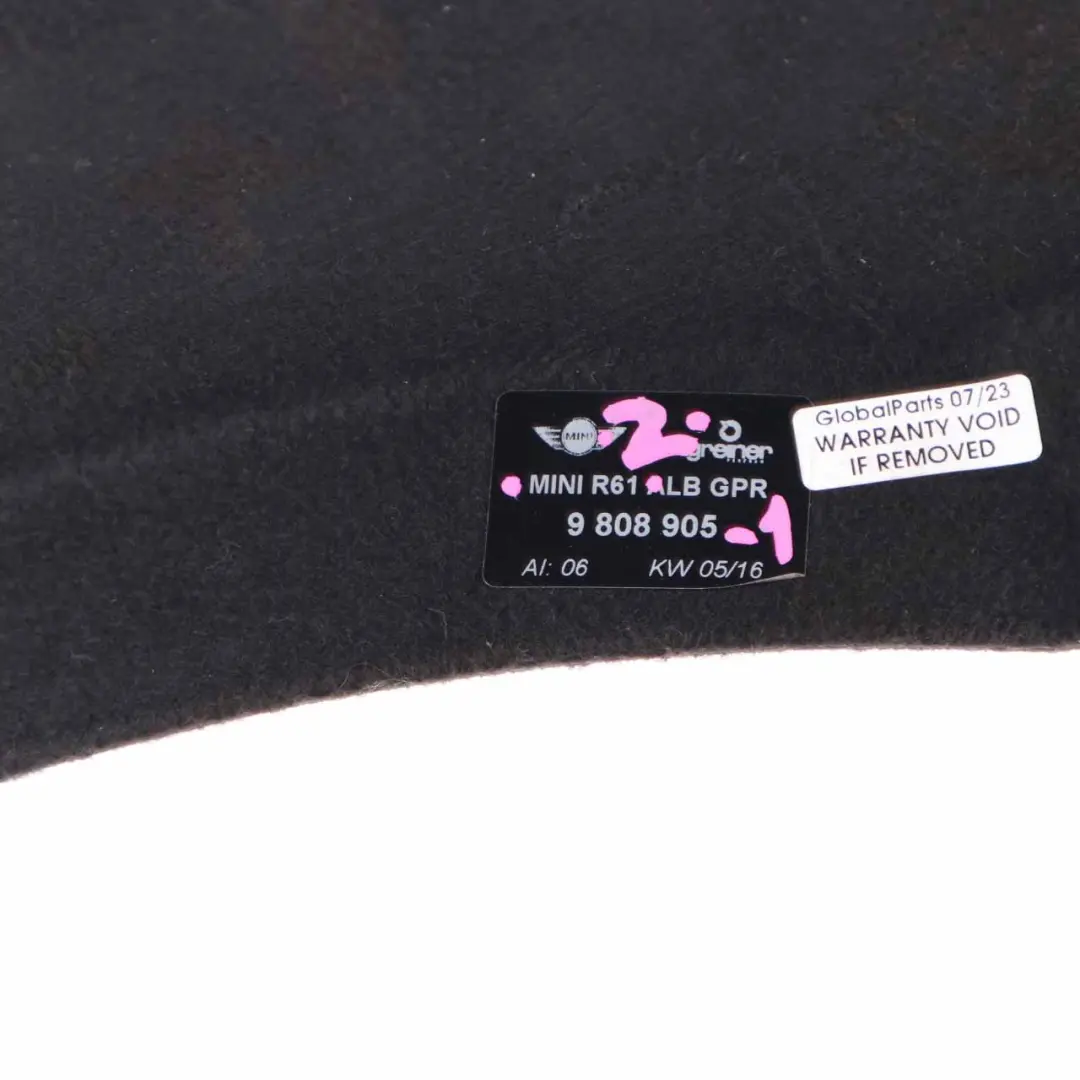 Window Parcel Shelf Trim Panel Cover Black to Mini Paceman R61 Rear with Part number 9808905 Mini Paceman R61 Rear Window Parcel Shelf Trim Panel Cover Black - SKU 9808905 - Part number 9808905