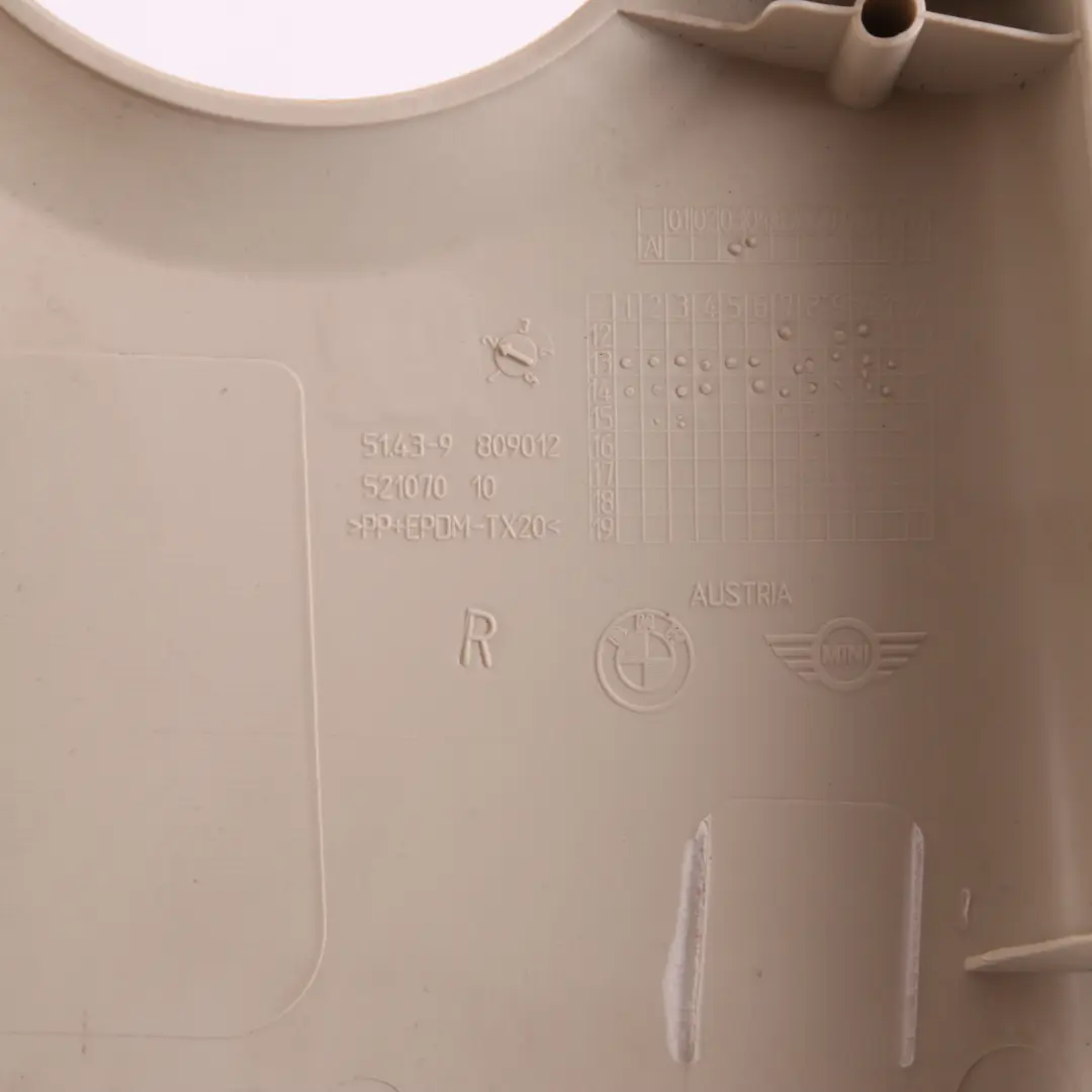 Abdeckung B Säule Oben Rechts Licht Beige für Mini Cooper Paceman R61 mit Teilenummer 9809016 Mini Cooper Paceman R61 Abdeckung B Säule Oben Rechts Licht Beige - SKU 9809016 - Teilenummer 9809016