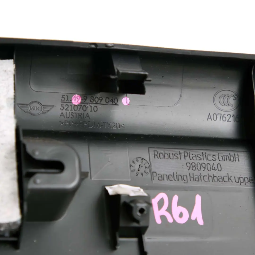 Trunk Boot Lid Interior Upper Trim Panel to Mini Paceman R61 with Part number 9809040 Mini Paceman R61 Trunk Boot Lid Interior Upper Trim Panel - SKU 9809040 - Part number 9809040