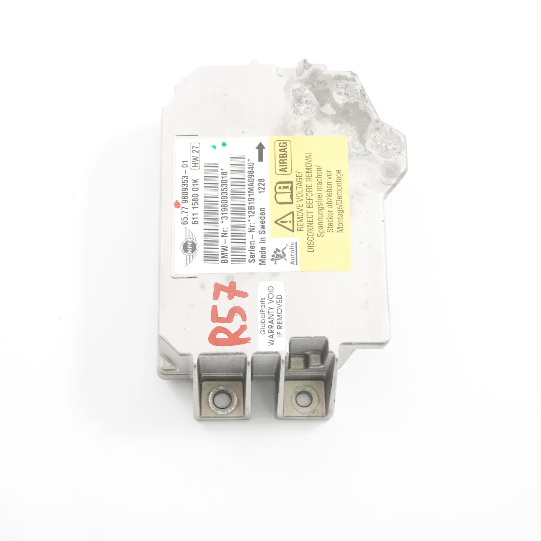 Moduł Poduszek Airbag do Mini R57 LCI R59 o numerze 9809353 Mini R57 LCI R59 Moduł Poduszek Airbag - SKU 9809353 - Numer Części 9809353