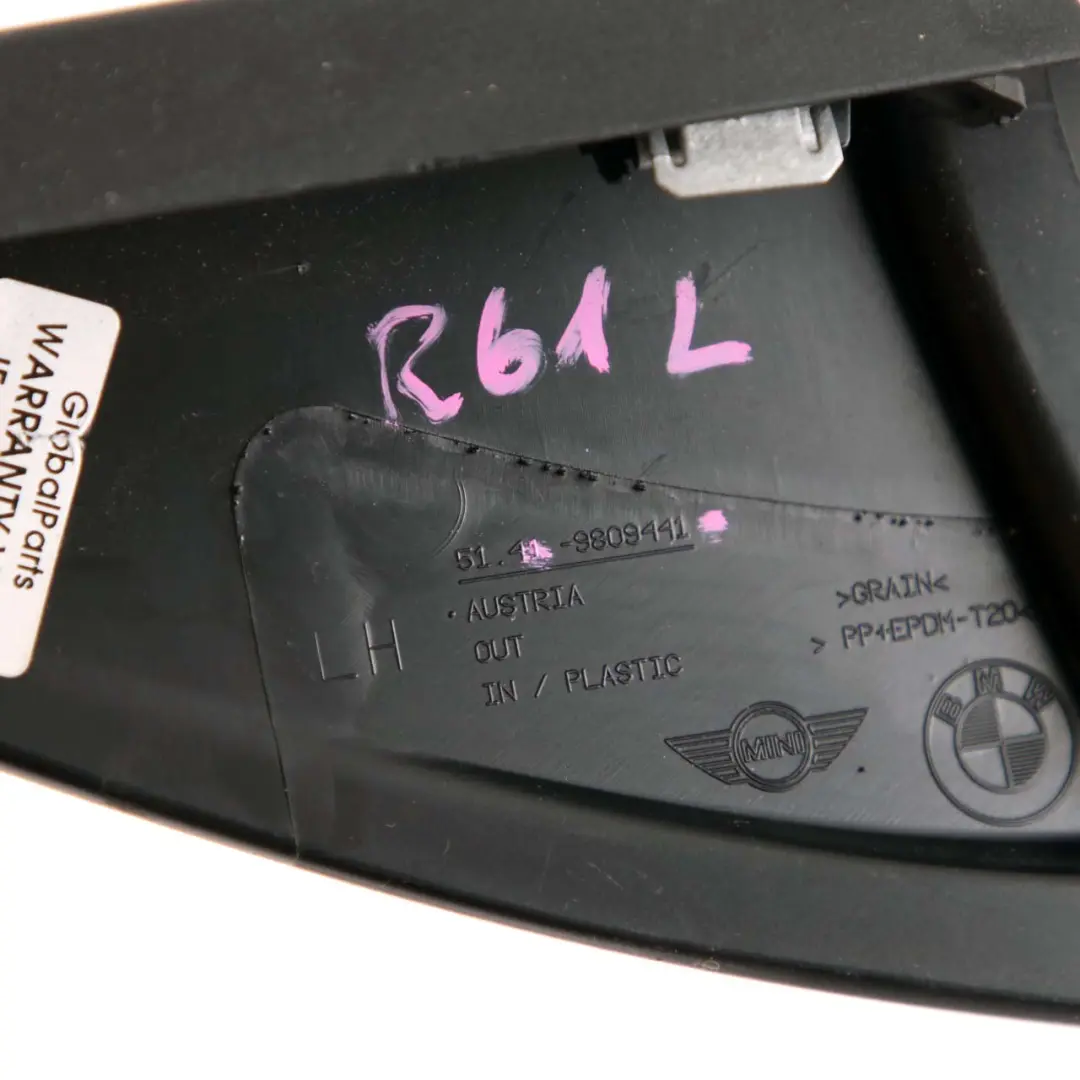  Tapa Espejo Retrovisor Mini Paceman R61 Placa Base Triangulo Izquierda - SKU 9809441 - Número de pieza 9809441