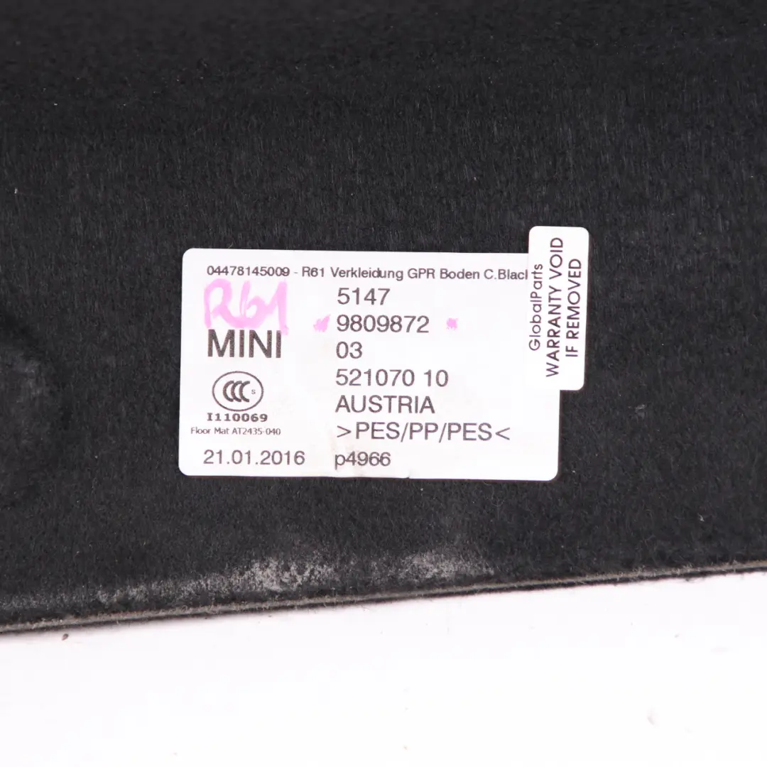  Trunk Floor Carpet Mini R61 Paceman Boot Trim Panel Luggage Compartment - SKU 9809872 - Part number 9809872