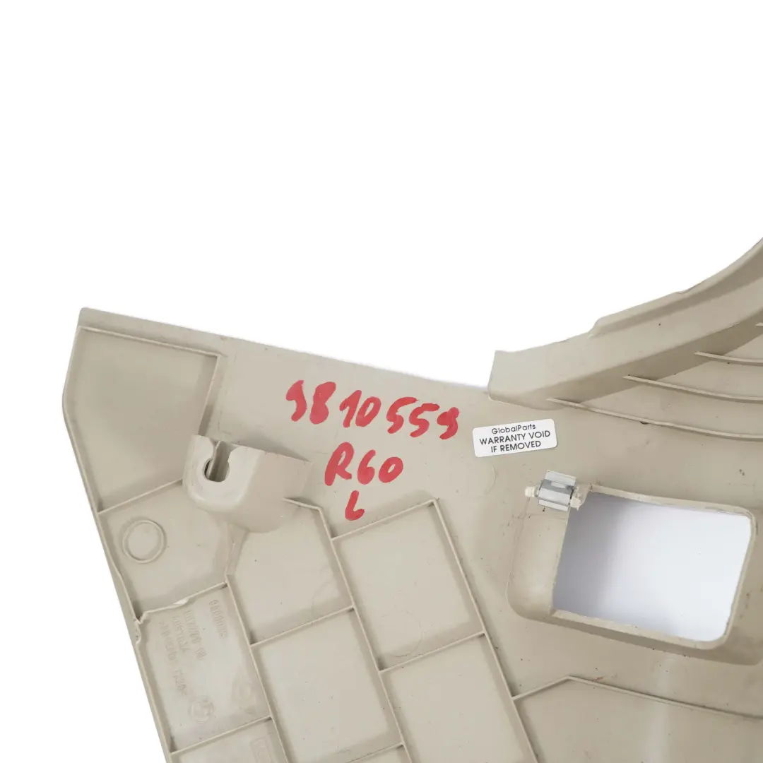 Embellecedor Lateral Inferior Patada Delantera Izquierda Beige para Mini R60 R61 con número de pieza 9810559 Mini R60 R61 Embellecedor Lateral Inferior Patada Delantera Izquierda Beige - SKU 9810559 - Número de pieza 9810559