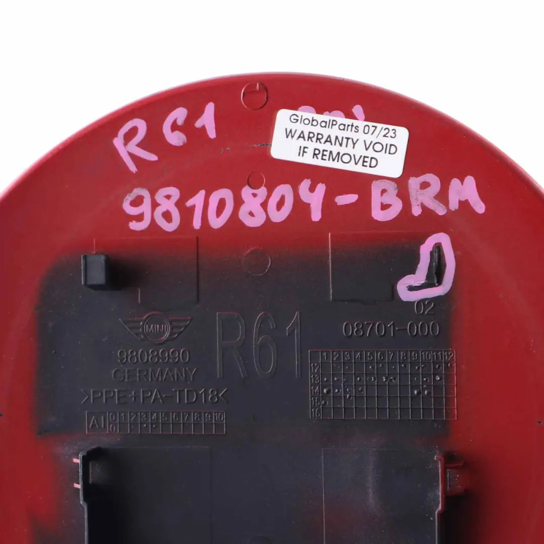 Filler Flap Cover Cap Blazing Red Metallic - B63 9808990 to Mini Paceman R61 Fuel with Part number 9810804 Mini Paceman R61 Fuel Filler Flap Cover Cap Blazing Red Metallic - B63 9808990 - SKU 9810804-BRM - Part number 9810804