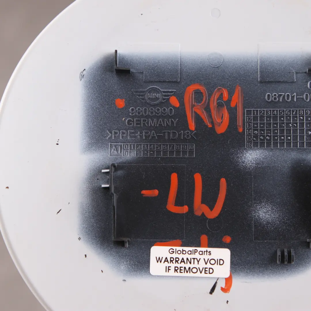 Flap Mini R61 Paceman Fuel Filler Cover Cap Light White B15 9808990 to Fuel with Part number 9810804 Fuel Flap Mini R61 Paceman Fuel Filler Cover Cap Light White B15 9808990 - SKU 9810804-LW - Part number 9810804