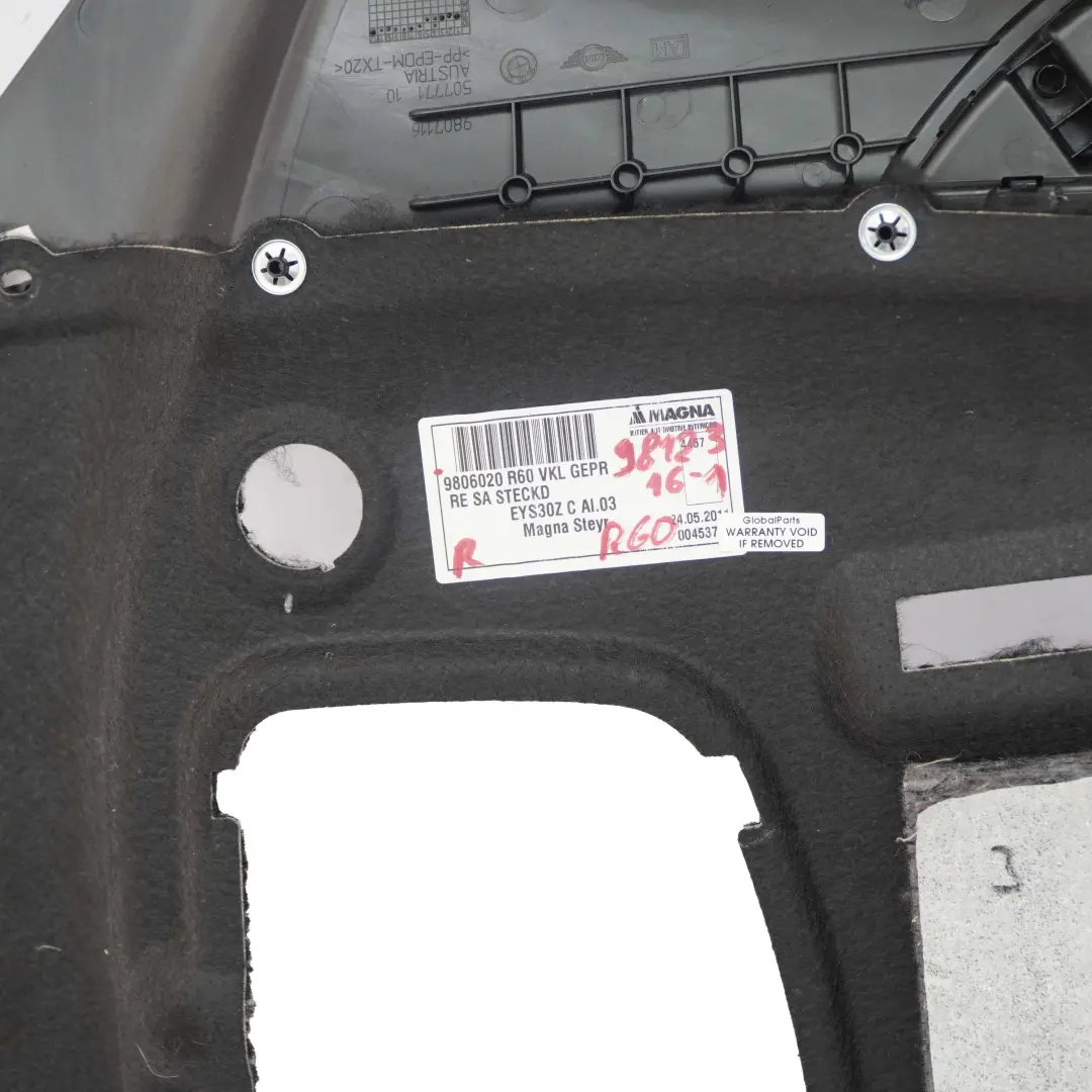 Boczek Osłona Bagażnika Prawa do Mini Countryman R60 o numerze 9810916 Mini Countryman R60 Boczek Osłona Bagażnika Prawa - SKU 9810916-1 - Numer Części 9810916