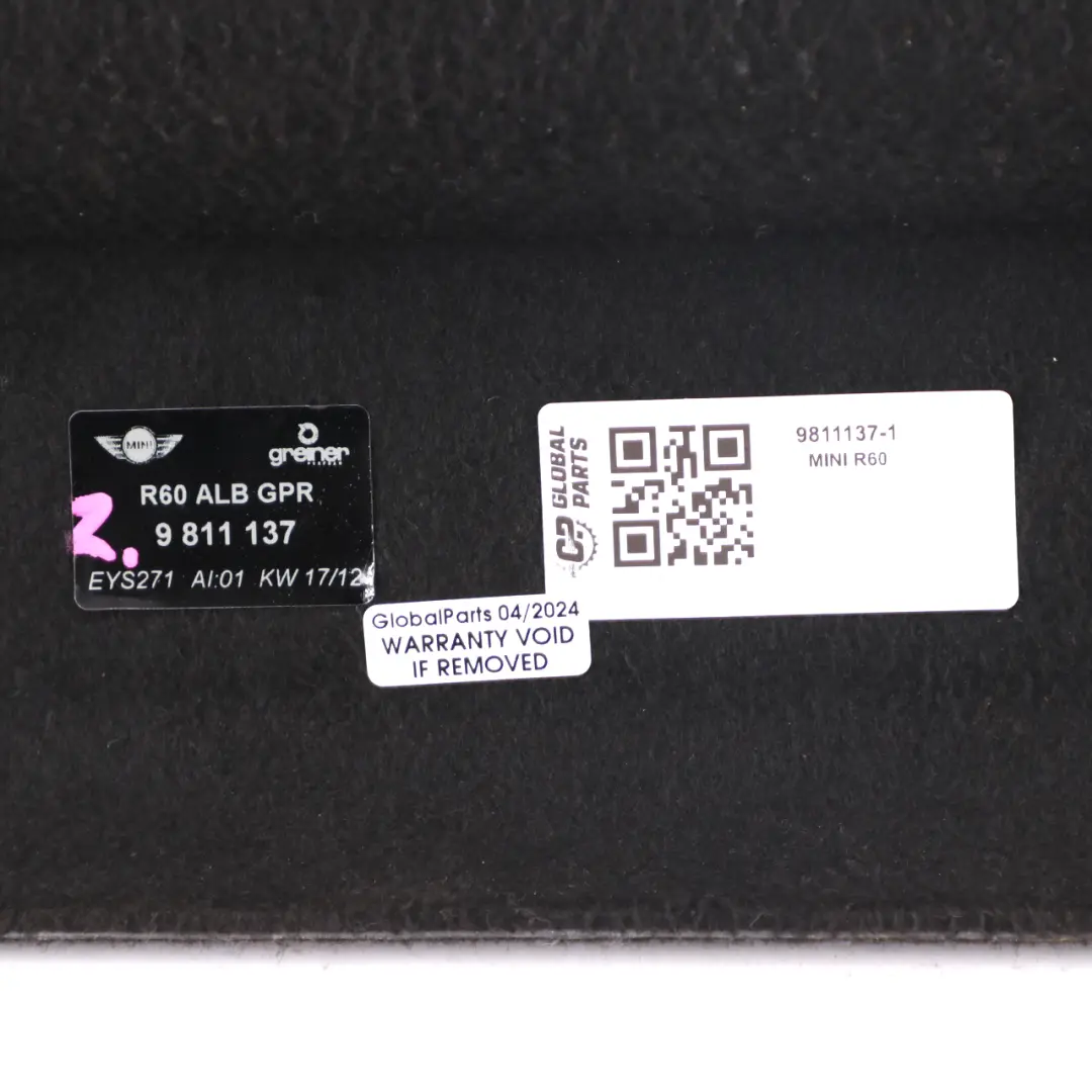 Mini Countryman R60 Fenêtre arrière Plateau de chargement couverture - SKU 9811137-1 - Numéro de pièce 9811137