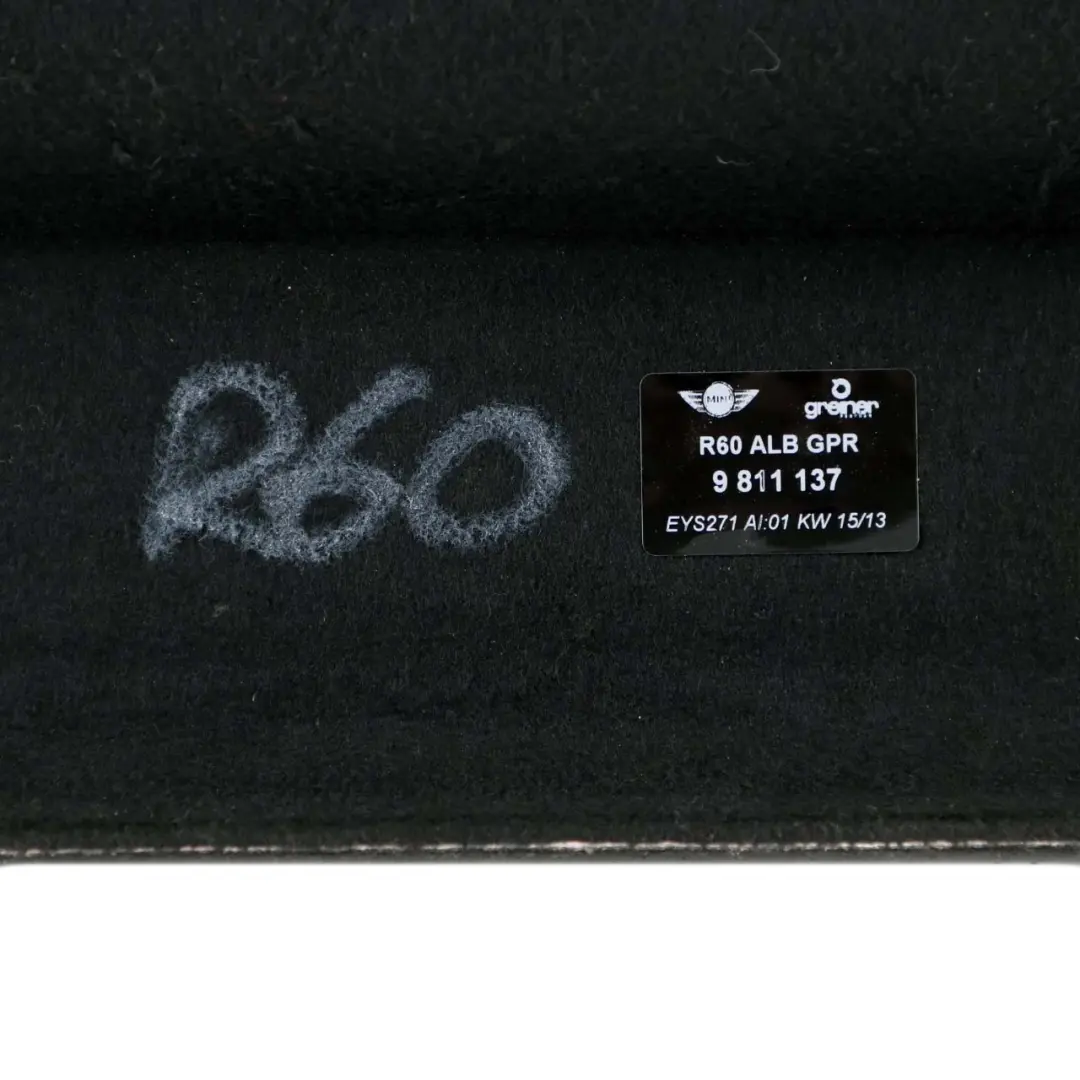 Window Parcel Shelf Black to Mini Countryman R60 Rear with Part number 9811137 Mini Countryman R60 Rear Window Parcel Shelf Black - SKU 9811137 - Part number 9811137