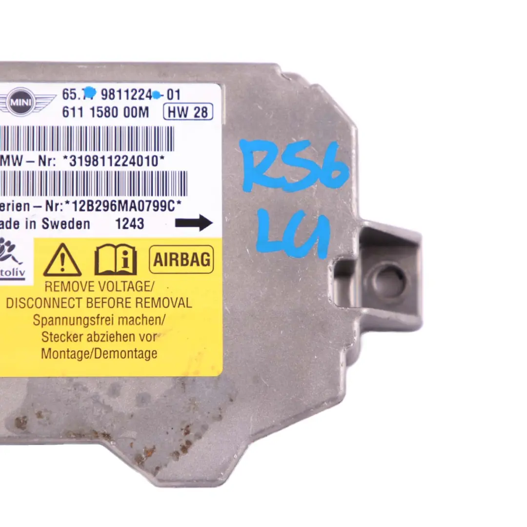 Airbag ECU Control Unit Module Mini Cooper One R55 R56 R57 - SKU 9811224 - Part number 9811224