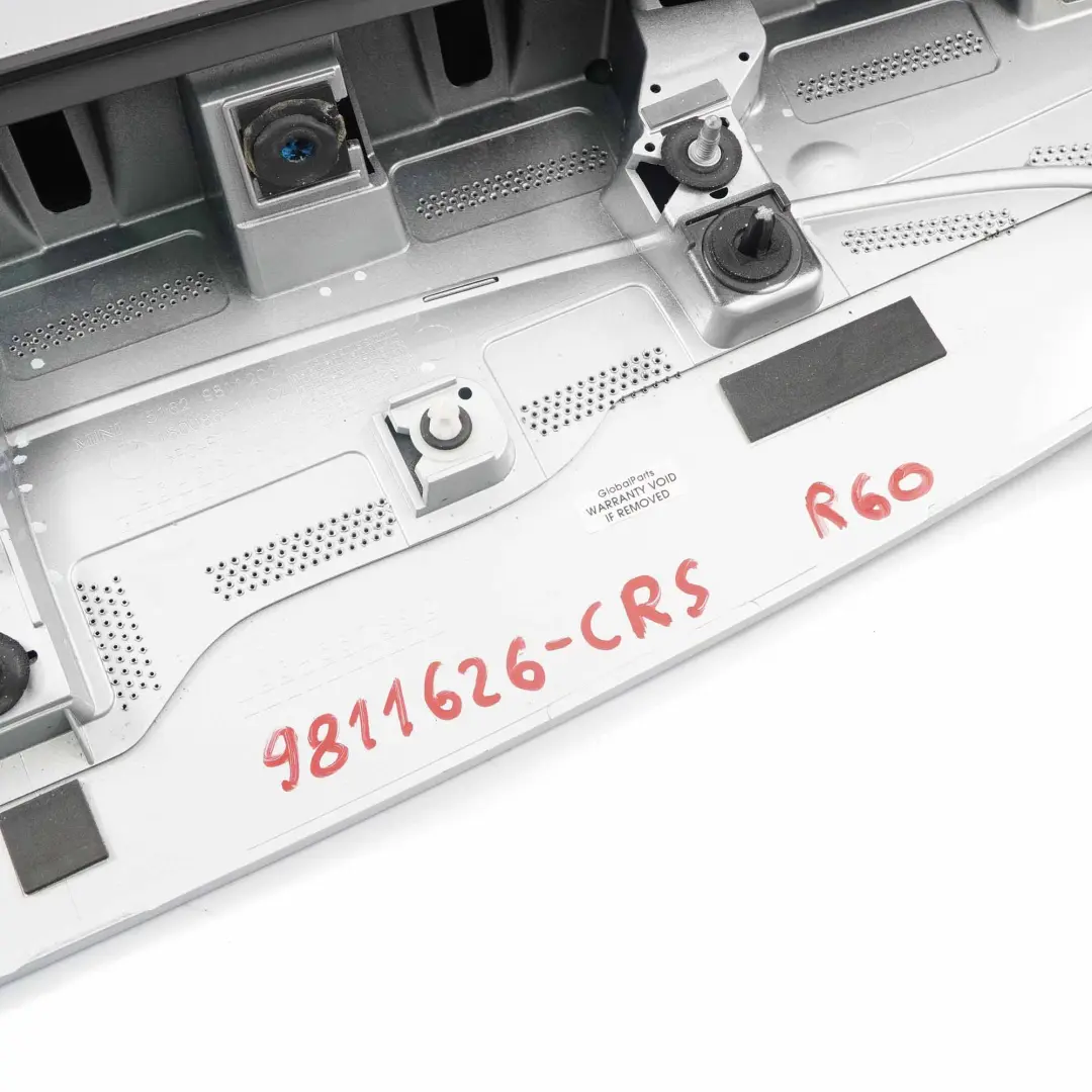 Spoiler Mini R60 Countryman Tailgate Trunk Boot Lid Trim Crystal Silver B12 to Rear with Part number 9811626 Rear Spoiler Mini R60 Countryman Tailgate Trunk Boot Lid Trim Crystal Silver B12 - SKU 9811626-CRS - Part number 9811626