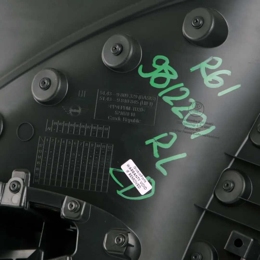 Side Panel Mini R61 Paceman Rear Left N/S Lateral Trim Carbon Black Piano to with Part number 9812201 Side Panel Mini R61 Paceman Rear Left N/S Lateral Trim Carbon Black Piano - SKU 9812201 - Part number 9812201