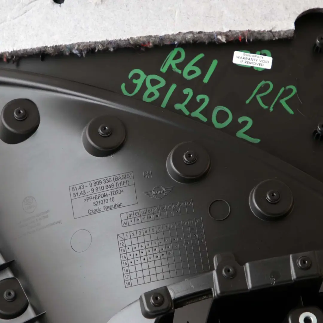 Side Panel Mini R61 Paceman Rear Right O/S Lateral Trim Carbon Black Piano to with Part number 9812202 Side Panel Mini R61 Paceman Rear Right O/S Lateral Trim Carbon Black Piano - SKU 9812202 - Part number 9812202