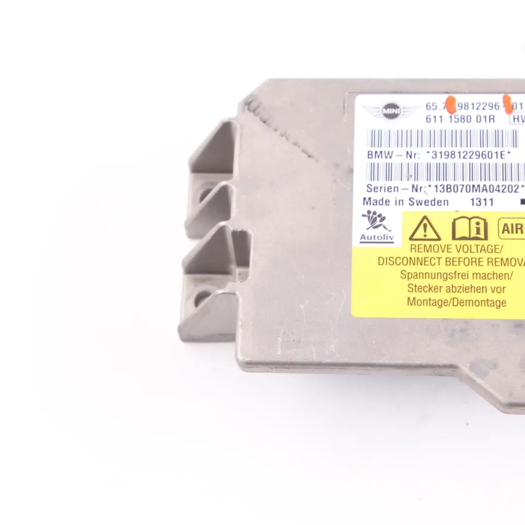  Airbag Module Mini R57 R59 Cabrio Convertible ECU Control Unit Air Bag - SKU 9812296 - Part number 9812296