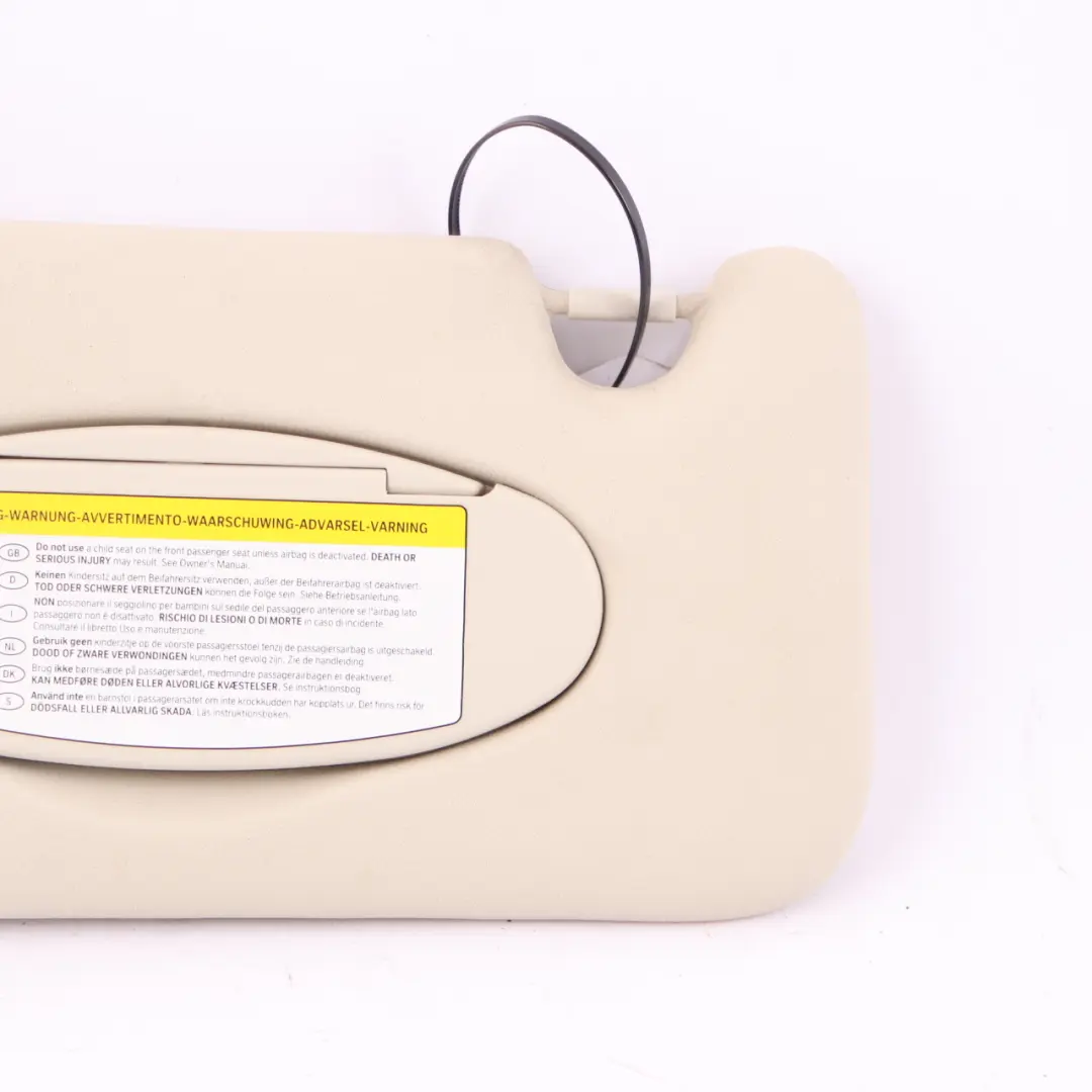 Sun Visor With Mirror Illumination Light Beige Left to Mini Countryman R60 with Part number 9812693 Mini Countryman R60 Sun Visor With Mirror Illumination Light Beige Left - SKU 9812693 - Part number 9812693