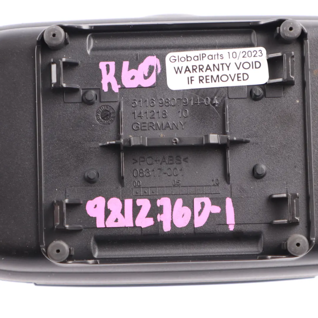 Centre Armrest Sunglasses Holder Spectacles Tray Black 9807914 to Mini R60 R61 with Part number 9812760 Mini R60 R61 Centre Armrest Sunglasses Holder Spectacles Tray Black 9807914 - SKU 9812760-1 - Part number 9812760