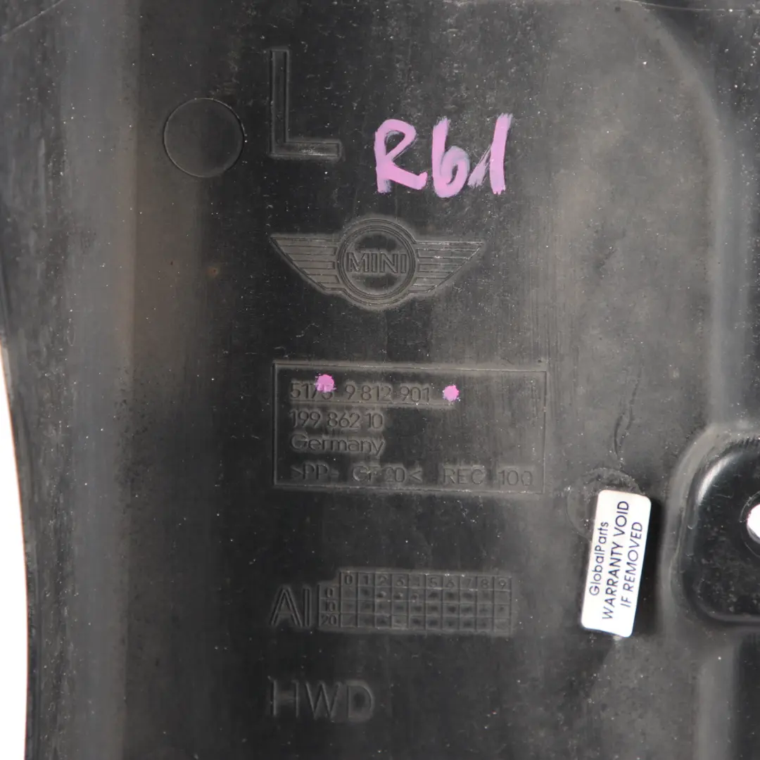 Mini R60 R61 Underbody Underfloor Panelling Trim Cover Rear Left N/S - SKU 9812901 - Part number 9812901