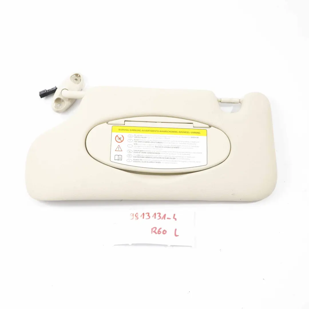 Sun Visor With Label Mirror Left N/S Light Beige to Mini Countryman R60 with Part number 9813131 Mini Countryman R60 Sun Visor With Label Mirror Left N/S Light Beige - SKU 9813131 - Part number 9813131