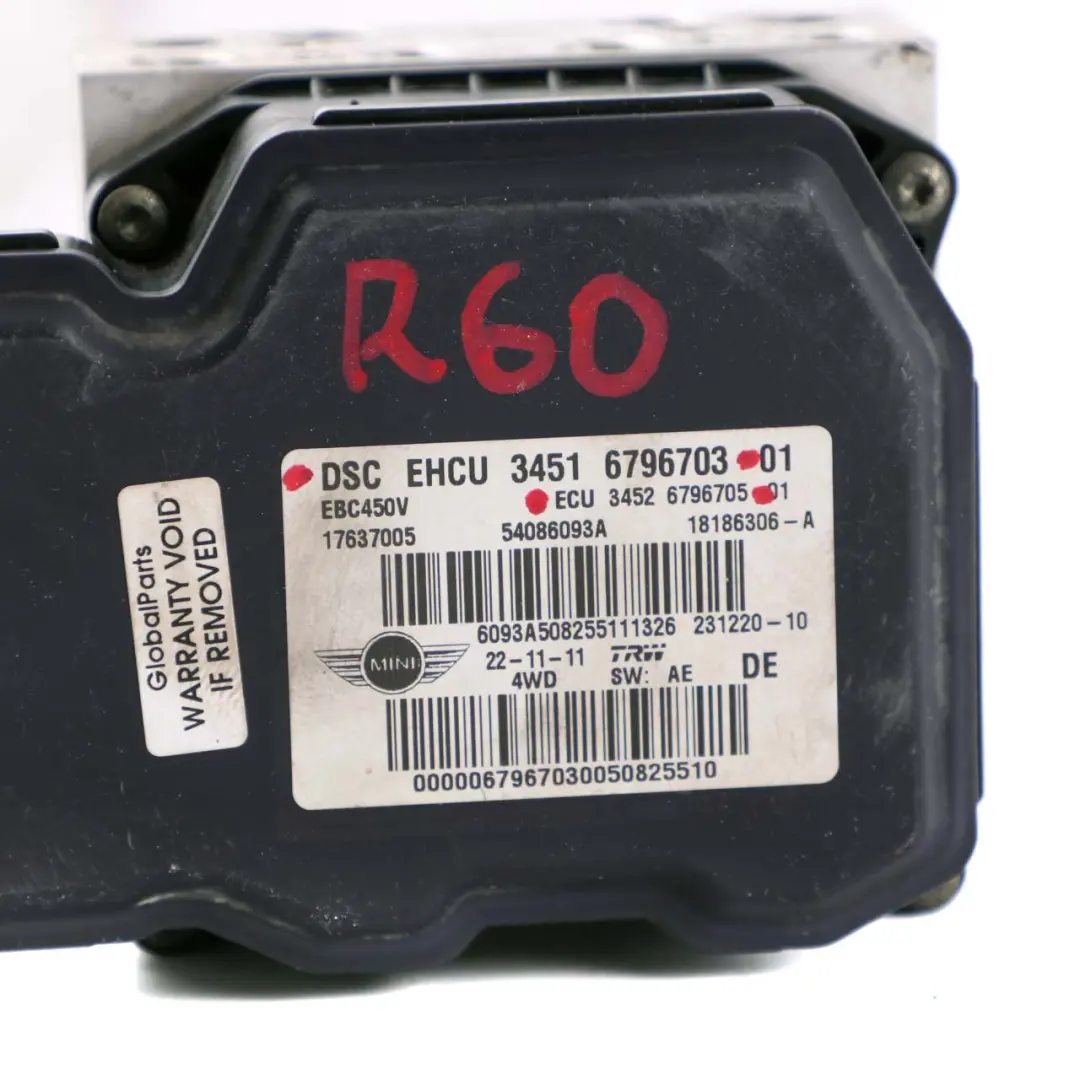 Dsc Pompa Hydroaggregat Centralina 6796703 6796705 per Mini Cooper R60 R61 ALL4 con numero di parte 9813831 Mini Cooper R60 R61 ALL4 Dsc Pompa Hydroaggregat Centralina 6796703 6796705 - SKU 9813831-3 - Numero di parte 9813831