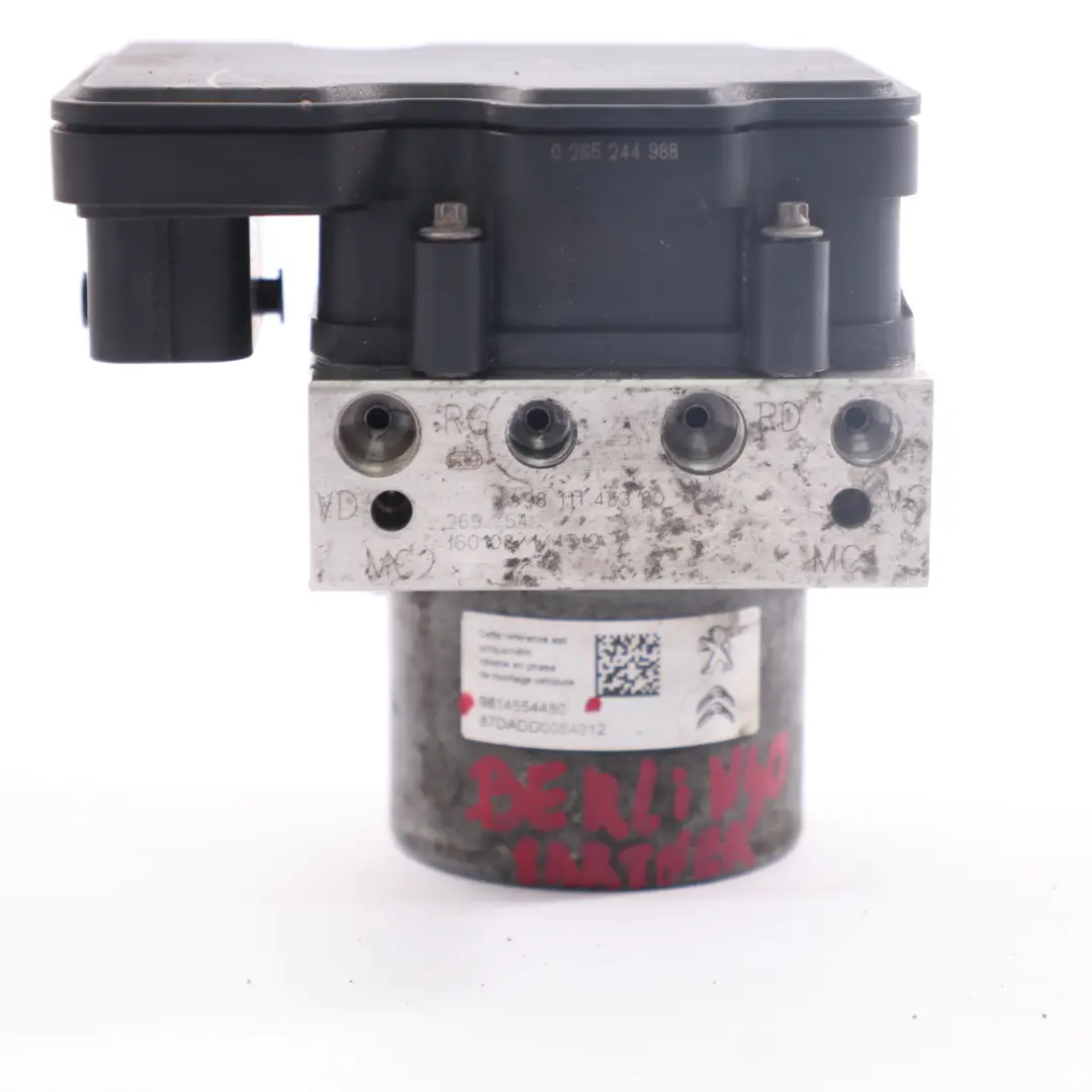 Peugeot Partner Citroen Berlingo Bomba de Freno ABS Módulo Unidad - SKU 9814554480 - Número de pieza 9814554480