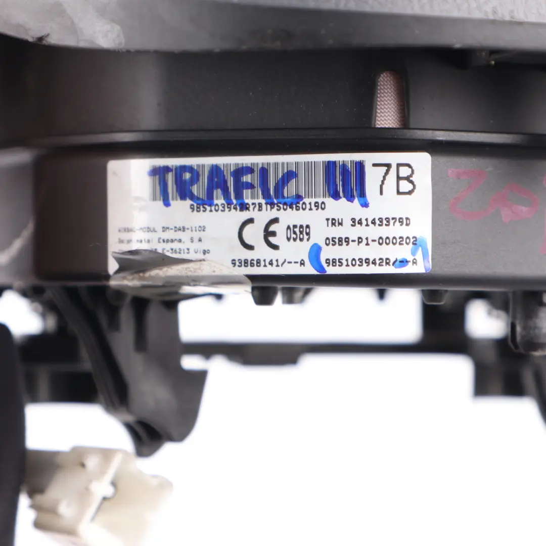 Steering Wheel Air Bag Driver's Side Module Airbag to Renault Trafic III with Part number 985103942R Renault Trafic III Steering Wheel Air Bag Driver's Side Module Airbag - SKU 985103942R-1 - Part number 985103942R