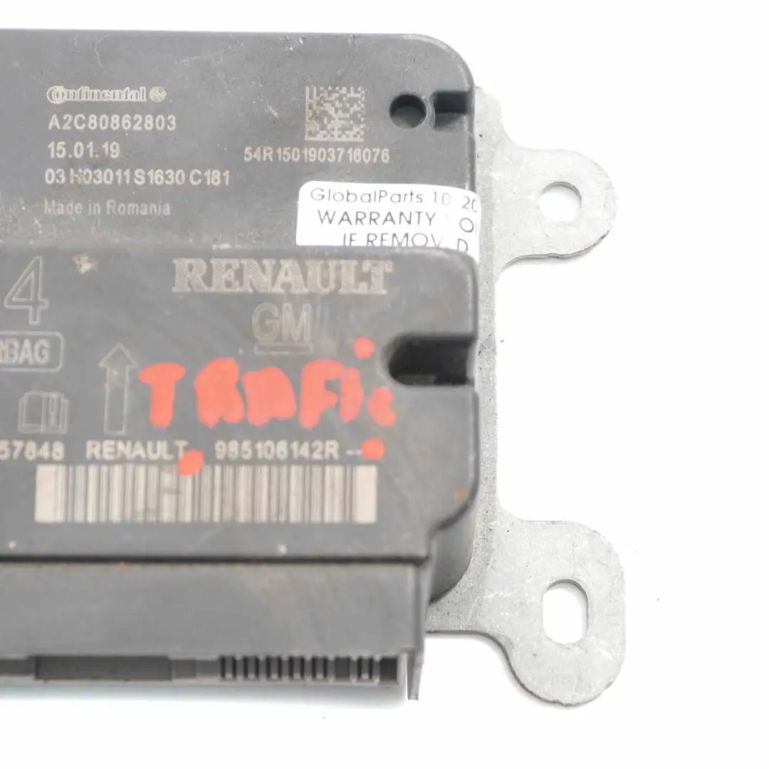 Module d'airbag Unité d'airbag ECU pour Renault Trafic 3 Opel Vivaro B à propos du numéro de pièce 985106142R Renault Trafic 3 Opel Vivaro B Module d'airbag Unité d'airbag ECU - SKU 985106142R - Numéro de pièce 985106142R