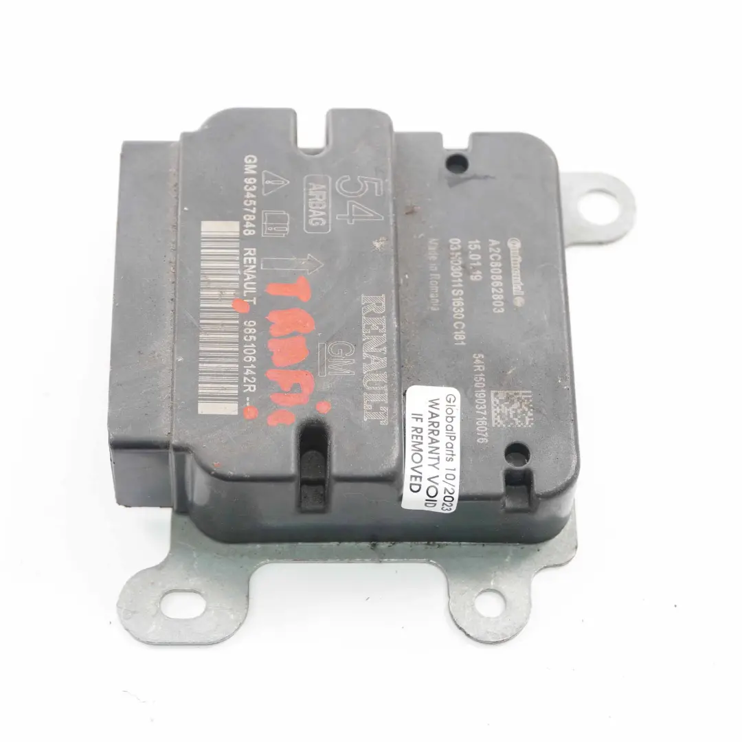 Renault Trafic 3 Opel Vivaro B Airbag Modul Air Bag Steuergerät ECU - SKU 985106142R - Teilenummer 985106142R