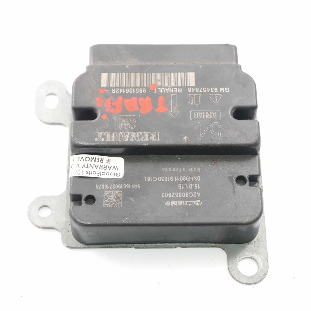Módulo Airbag Unidad del Airbag ECU para Renault Trafic 3 Opel Vivaro B con número de pieza 985106142R Renault Trafic 3 Opel Vivaro B Módulo Airbag Unidad del Airbag ECU - SKU 985106142R - Número de pieza 985106142R