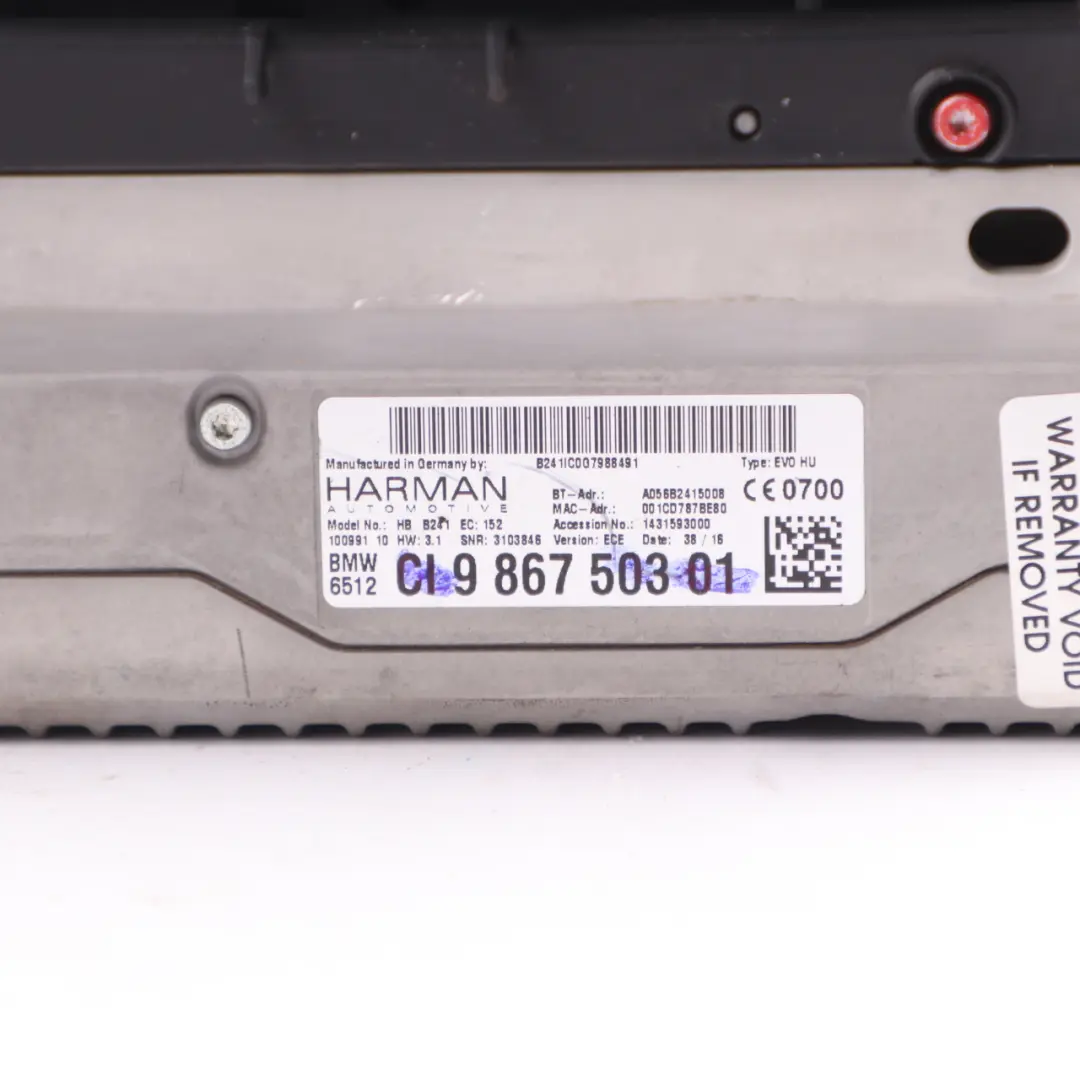 BMW F20 F21 F30 F31 LCI F32 Unidad principal navegación Radio CD Player - SKU 9867503 - Número de pieza 9867503