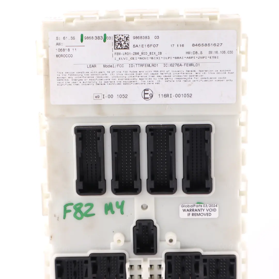 Unidad Control Confort Carrocería FEM ECU LR01 para BMW F20 F21 F30 F31 F32 con número de pieza 9868383 BMW F20 F21 F30 F31 F32 Unidad Control Confort Carrocería FEM ECU LR01 - SKU 9868383 - Número de pieza 9868383