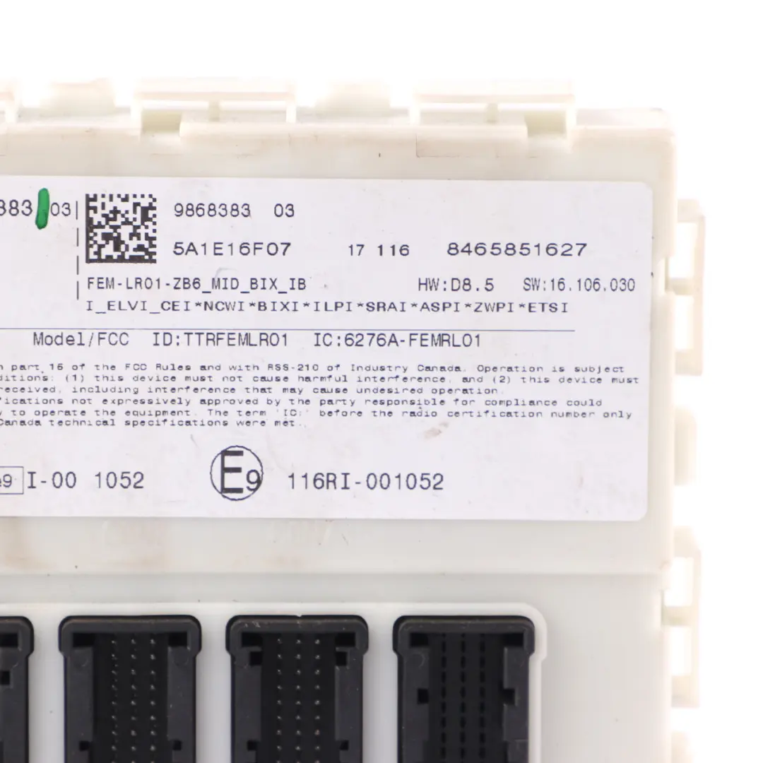 Body Control Comfort Module Unit FEM ECU LR01 BMW F20 F21 F30 F31 F32 - SKU 9868383 - Part number 9868383