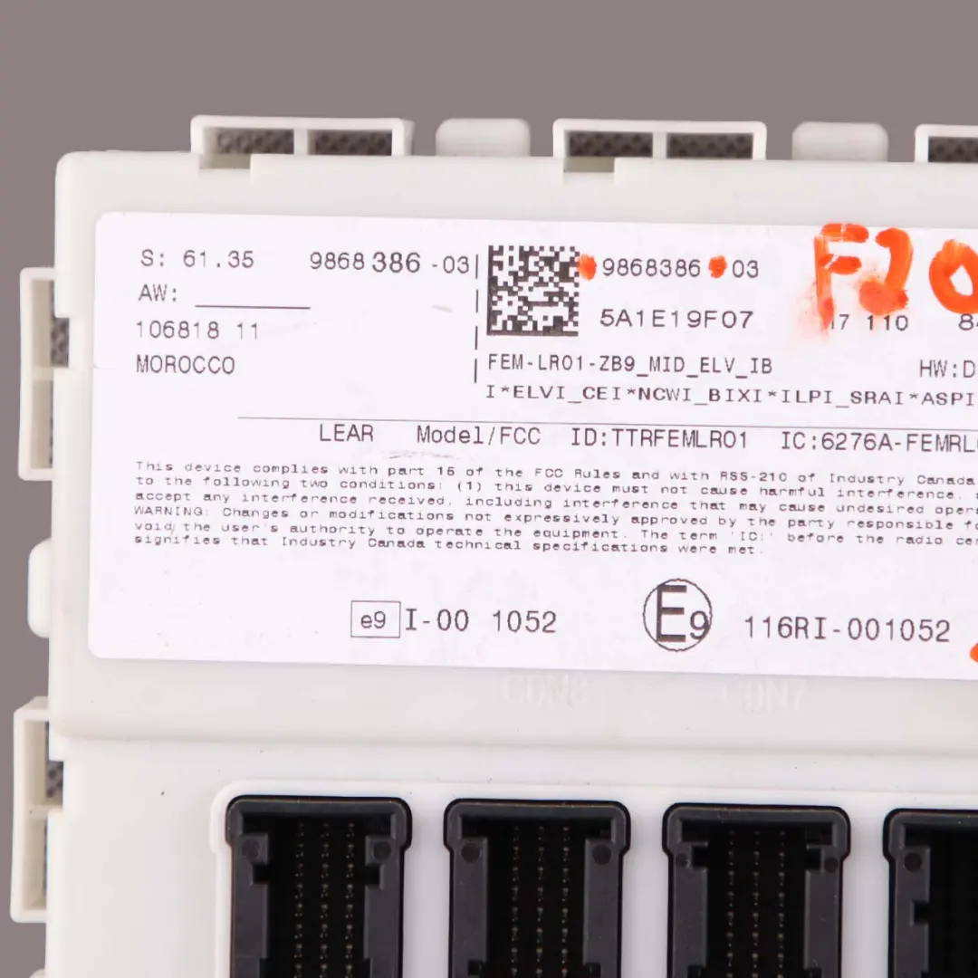 BMW F20 F21 F22 F30 F32 Module Électronique Avant Pour De Commande FEM - SKU 9868386 - Numéro de pièce 9868386