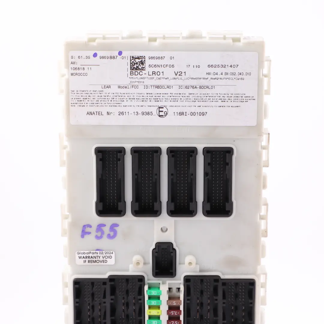 ECU Body Domain Controller BDC Module to Mini Cooper One F54 F55 F56 F60 with Part number 9869887 Mini Cooper One F54 F55 F56 F60 ECU Body Domain Controller BDC Module - SKU 9869887 - Part number 9869887